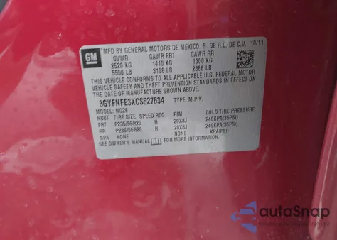 2012 Cadillac Srx Premium Collection из США, поврежденный, VIN 3GYFNFE3XCS527634